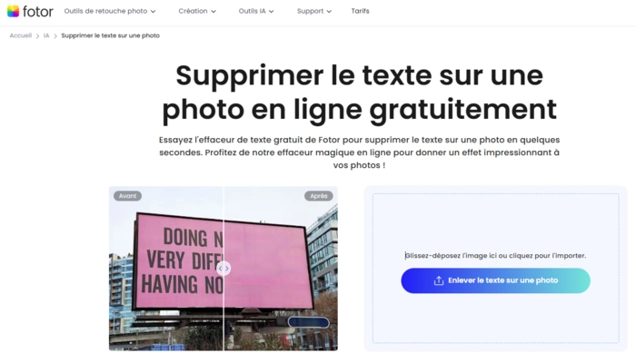 Fotor enlever un texte sur une photo
