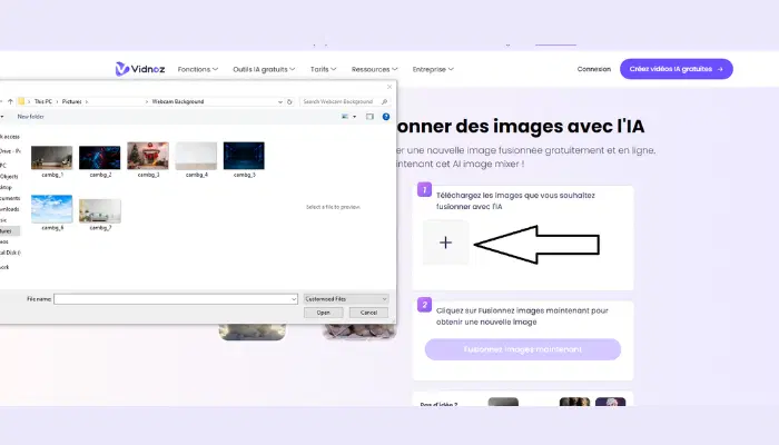 fusionner deux images sans photoshop avec vidnoz