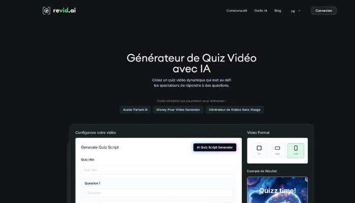 generateur de quiz video ia revid