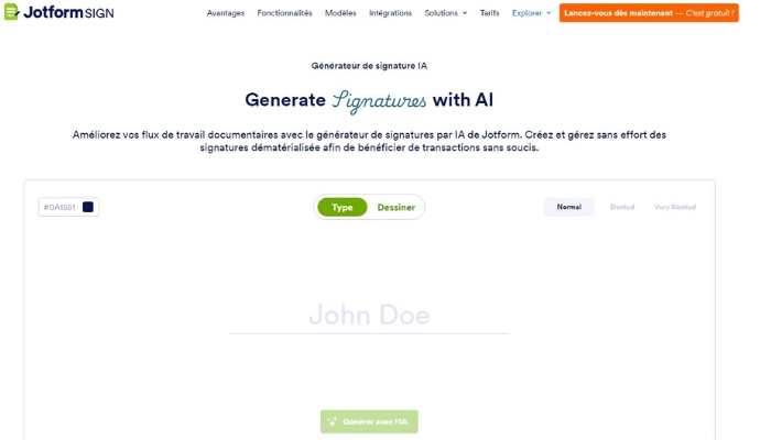 generateur signature ia de jotform