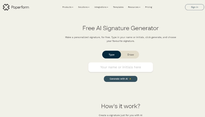 generateur signature ia de paperform