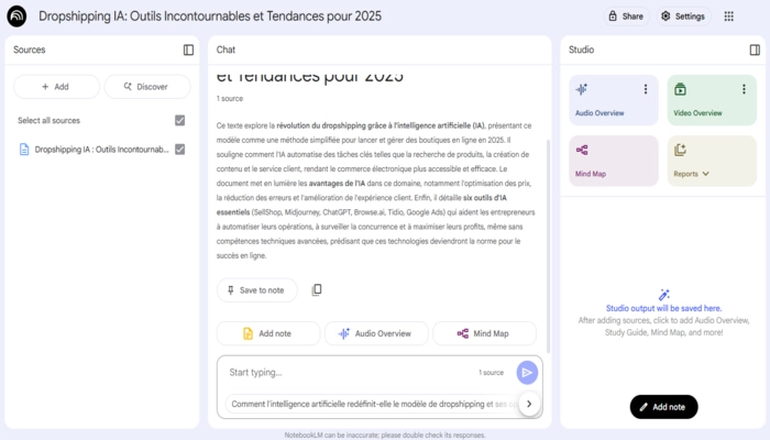 Google NotebookLM etape deux