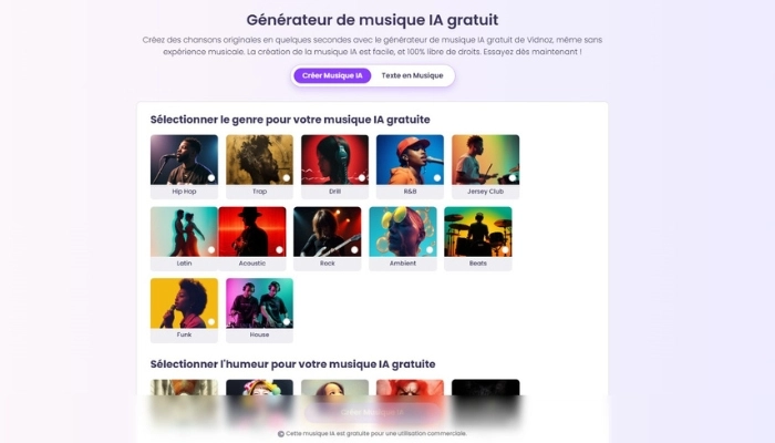 ia creation musique avec vidnoz