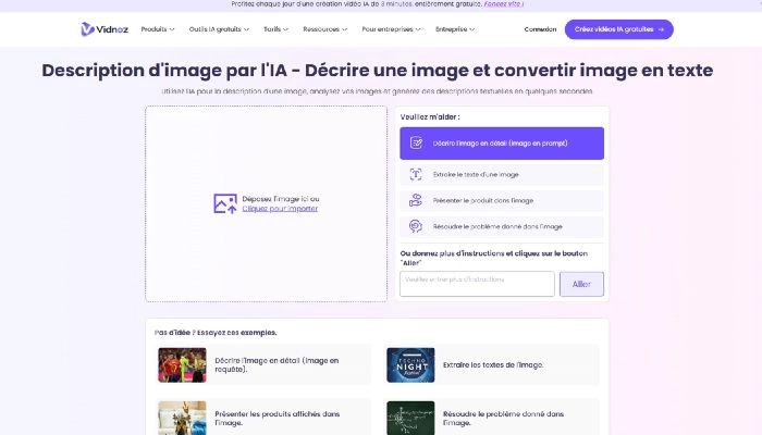 ia pour la description image avec vidnoz