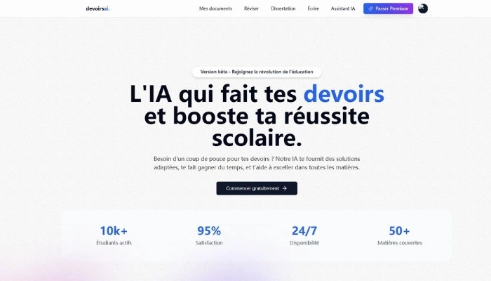 ia qui fait les devoirs gratuitement avec devoirsai