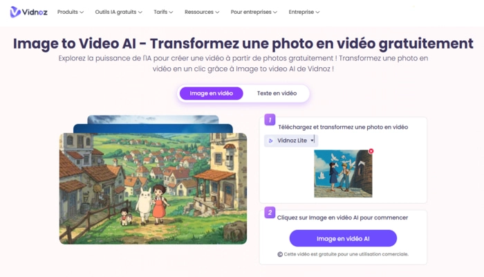 image en video vidnoz etape