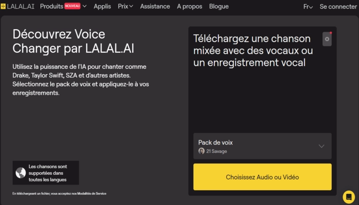 LALAL AI ia changement de voix