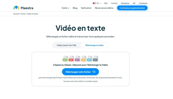maestra ai pour la transcription video gratuite