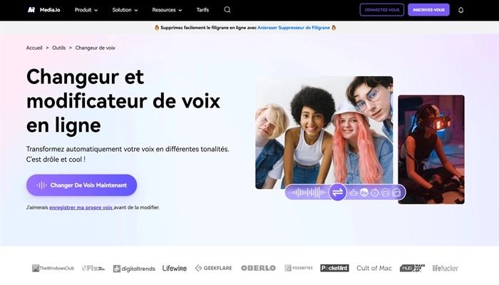 Media io IA changement de voix gratuit