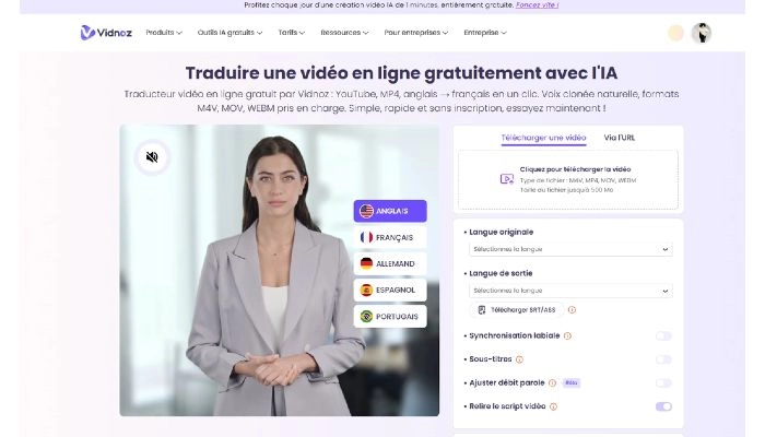 meilleur traducteur instantane vidnoz ai
