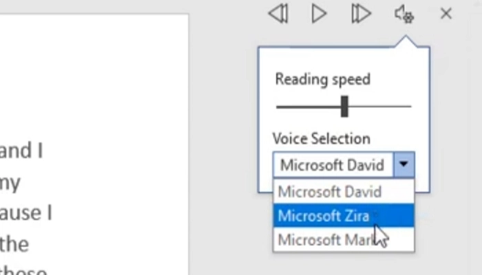 Microsoft Word configurer la fonction de lecture à voix haute