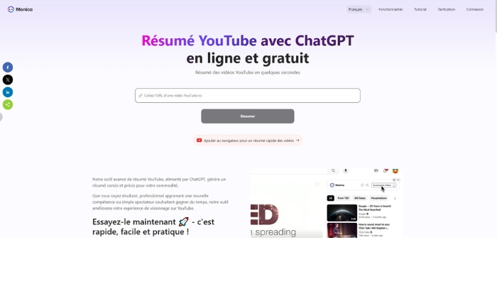 monica resume youtube avec ia gratuit en ligne