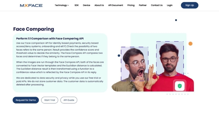 mxface pour comparer deux visages en ligne gratuitement