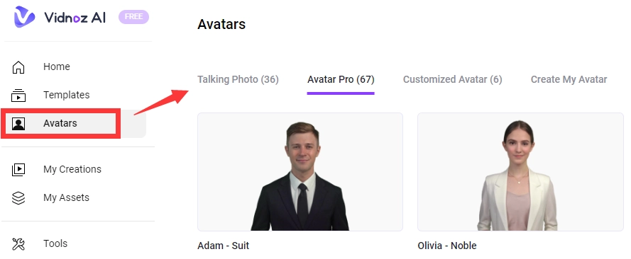 my-optional-avatars-on-vidnoz-ai