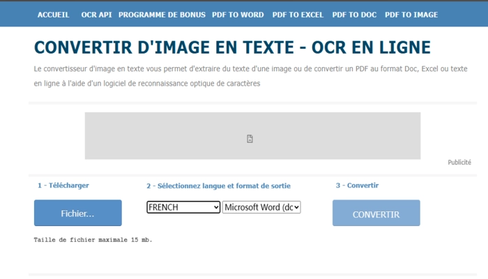 Online OCR reconnaissance texte image