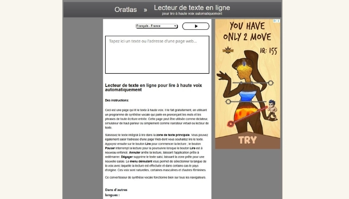 oratlas outil ia qui lit un texte gratuitement en ligne