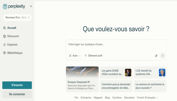 Perplexity AI moteur de recherche IA
