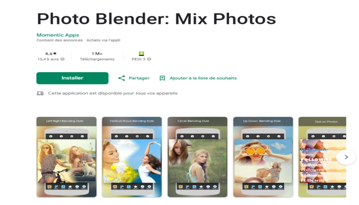 Photo Blender application gratuite pour superposer des photos