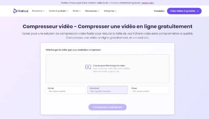 racadrer video et compresser video vidnoz