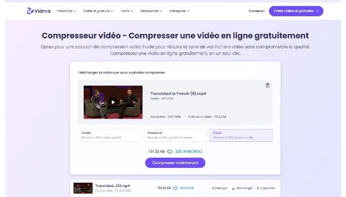 recadrage des video et compresseur video vidnoz