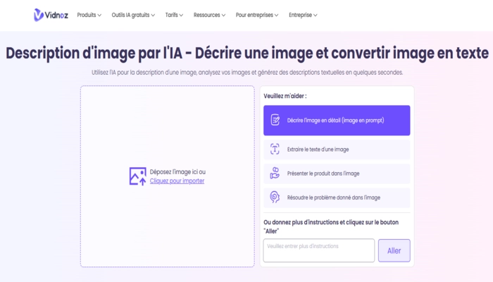 reconnaissance texte image Vidnoz