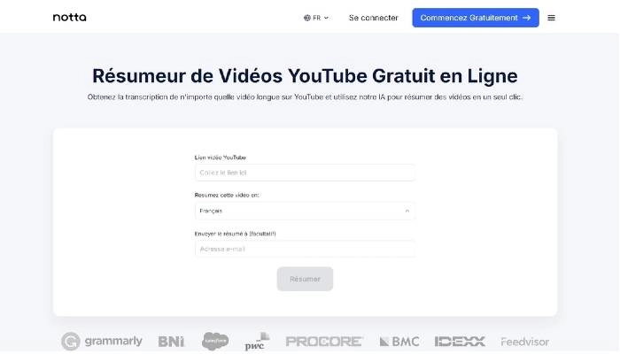 resume video youtube ia notta