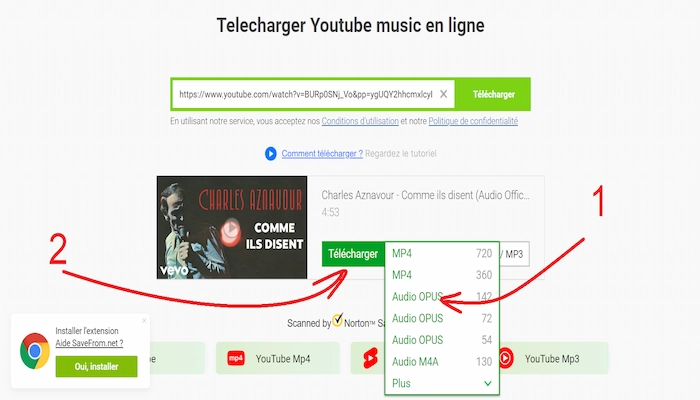 savefrom extraire son video youtube sans logiciel etape deux