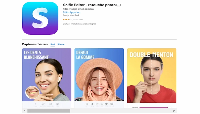 selfie editor application filtre photo