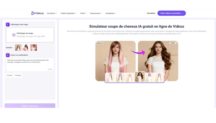 simulateur coupe de cheveux ia de vidnoz