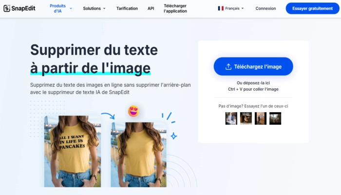 SnapEdit enlever un texte sur une photo