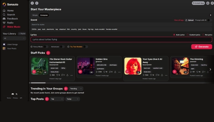 sonauto ai genere musique ia avec paroles​
