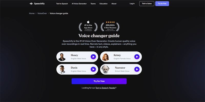 speechify changer voix skype