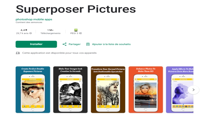 Superimpose application gratuite pour superposer des photos