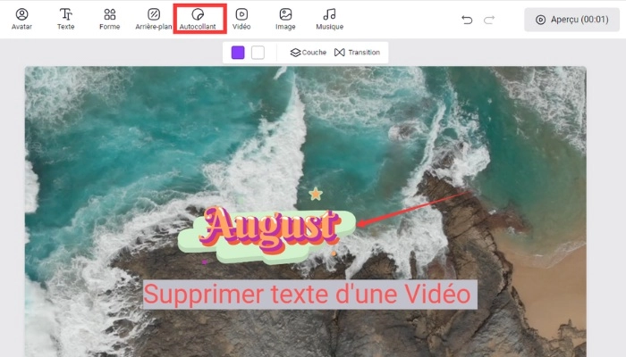 supprimer le texte de video avec vidnoz ai par ajouter des autocollants