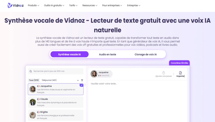 synthese vocale de Vidnoz AI