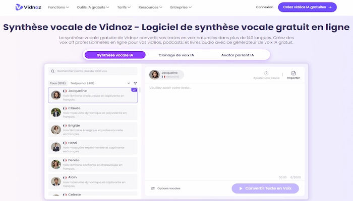 synthese vocale vidnoz ia app