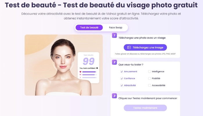 test de beaute avec vidnoz