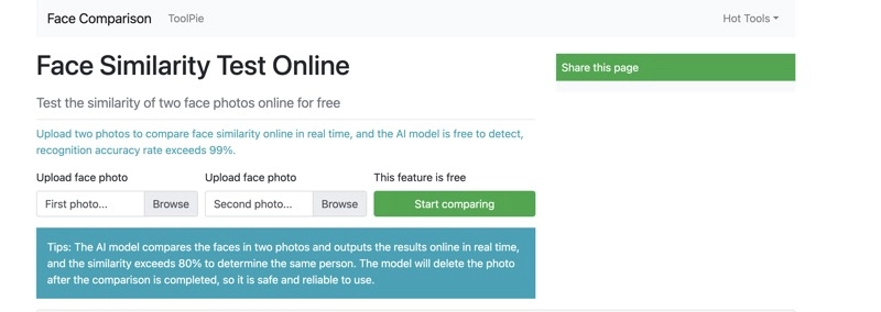 test de ressemblance entre deux personnes Face Similarity Test Online