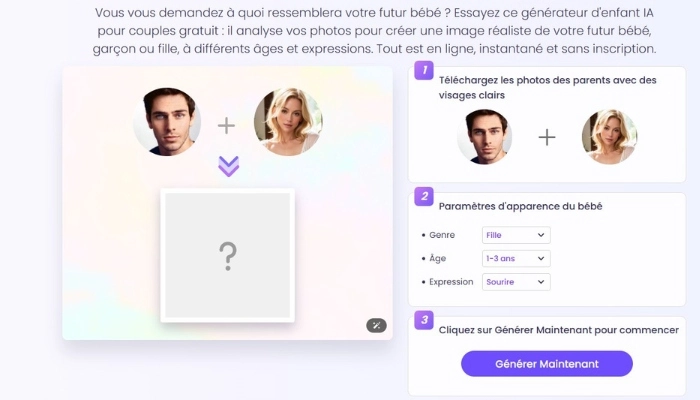 test visage de votre futur enfant avec vidnoz