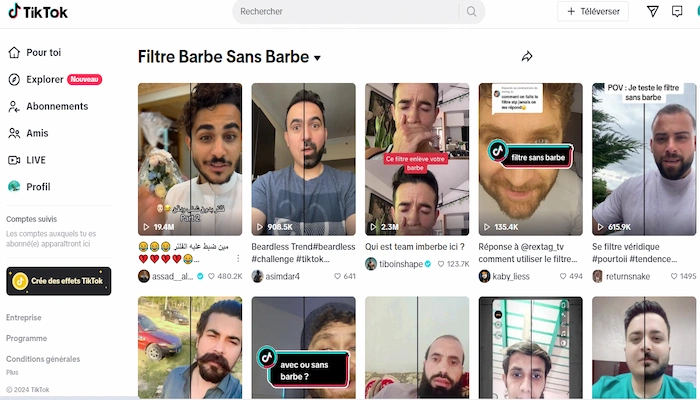 tiktok filtre sans barbe