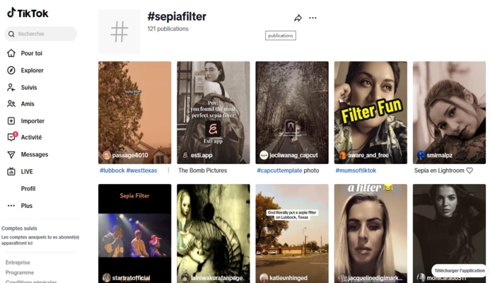 Tiktok filtre sepia