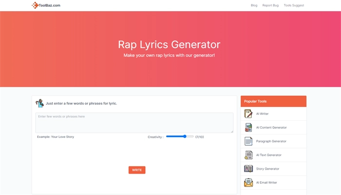 tool baz generateur de texte rap