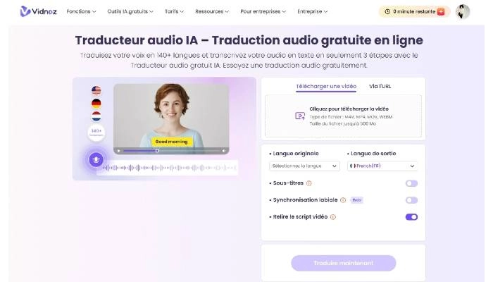 traducteur audio vidnoz