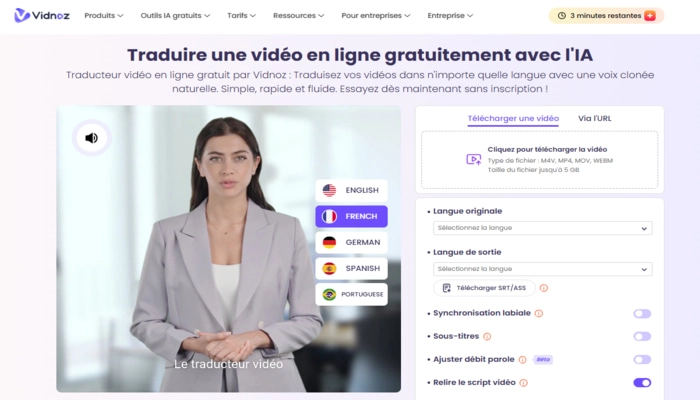 traducteur video Vidnoz AI