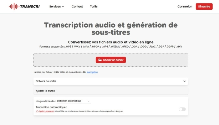 transcri io outil de speech to text francais gratuit