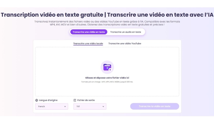transcription video en texte ia de vidnoz