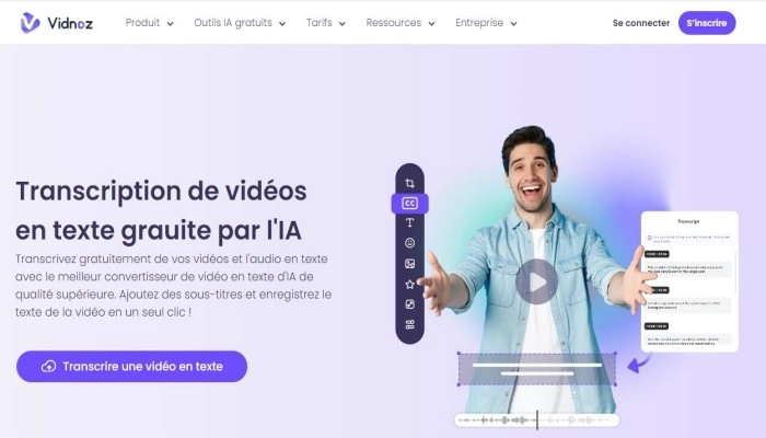 transcrire video en texte vidnoz