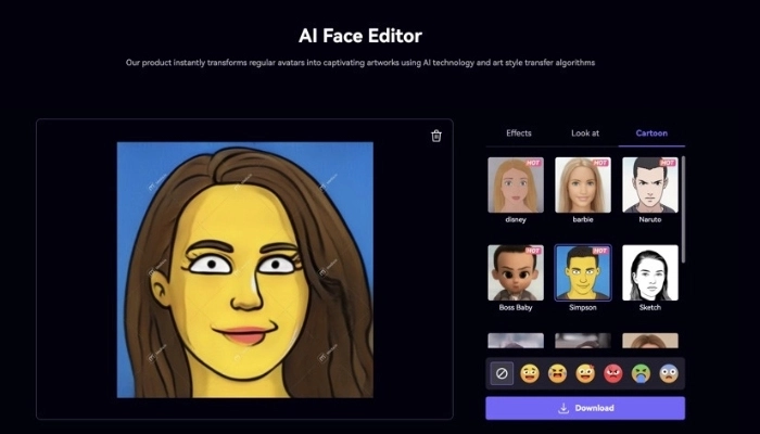 transformer photo en simpson avec media io
