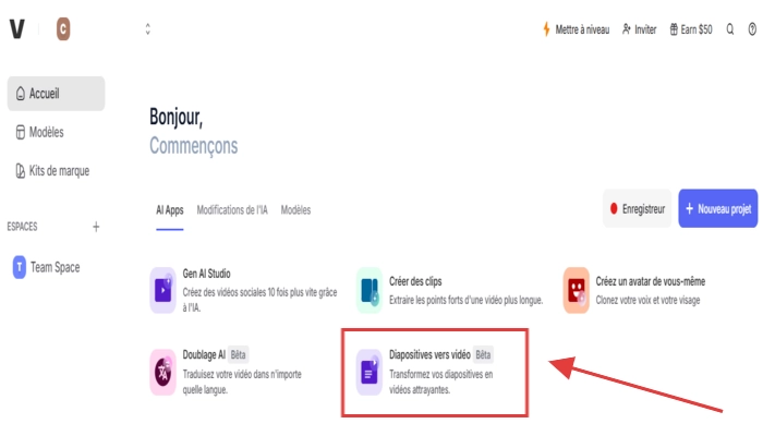 veed io ppt en video etape deux