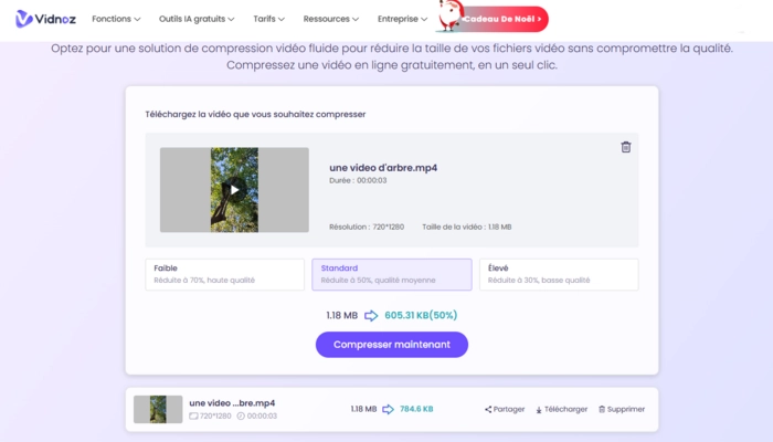 Vidnoz compresser video etape trois